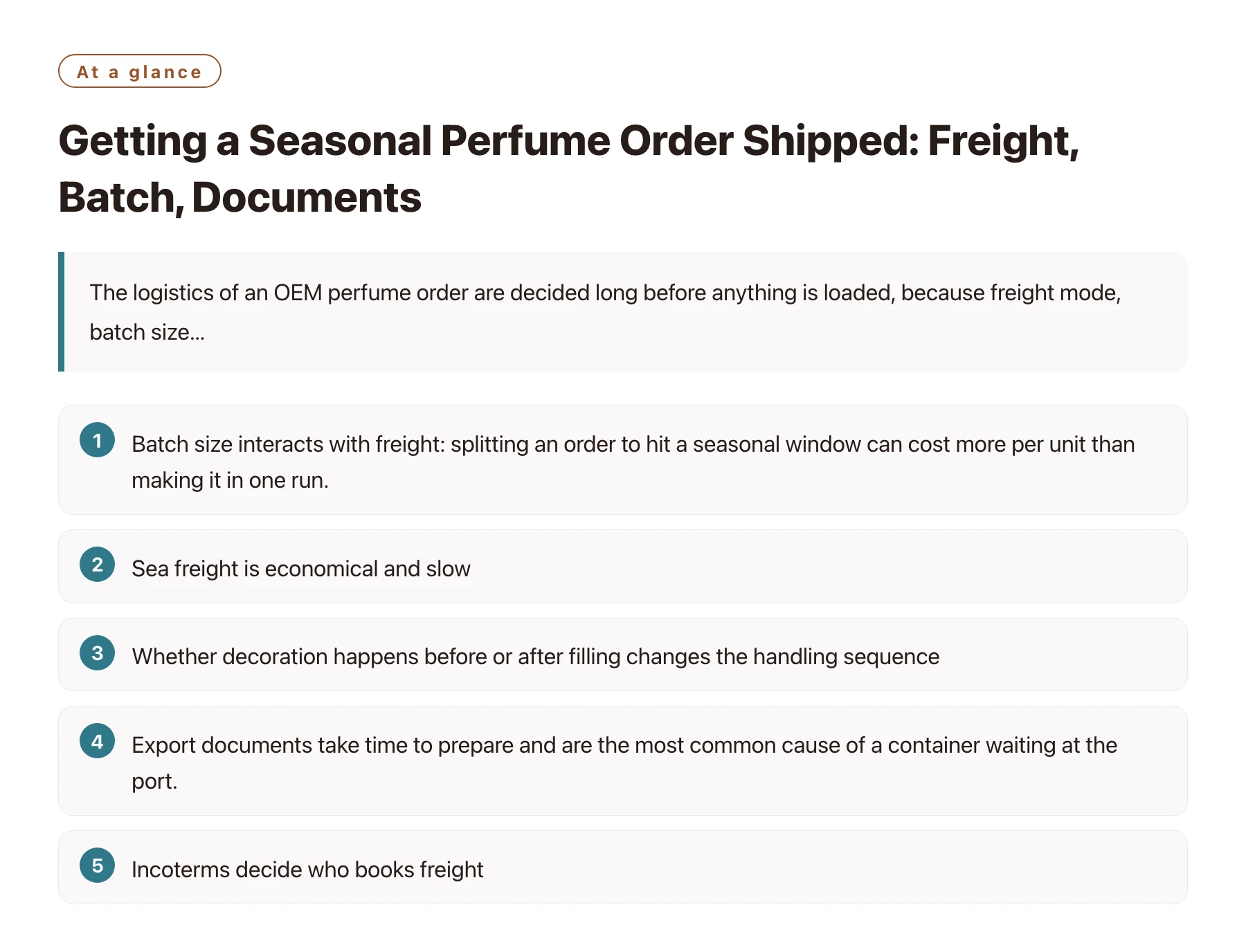 Getting a Seasonal Perfume Order Shipped: Freight, Batch, Documents——全文要点速览